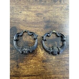 Vintage Keeler Brass KBC NY 821 Drawer Drop Ring Pulls Black Cabinet Hardware 3"